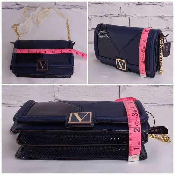 'VICTORIA'S SECRET' MONOGRAM CROC ACCENT CHAIN LINK CROSSBODY BAG - Picture 10 of 16